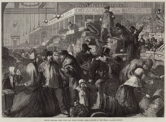 French Refugees from Lyons and Dijon Claiming Their Baggage at the Geneva Railway Station